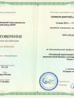Сертификат Новикова Дмитрия Александровича