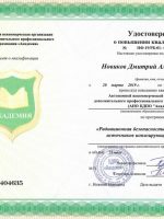 Сертификат Новикова Дмитрия Александровича